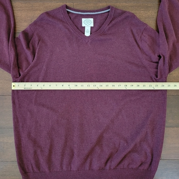 St. John's Bay Men's XXL Burgundy Red Lightweight V-Neck Sweater Cotton Blend - Picture 5 of 7